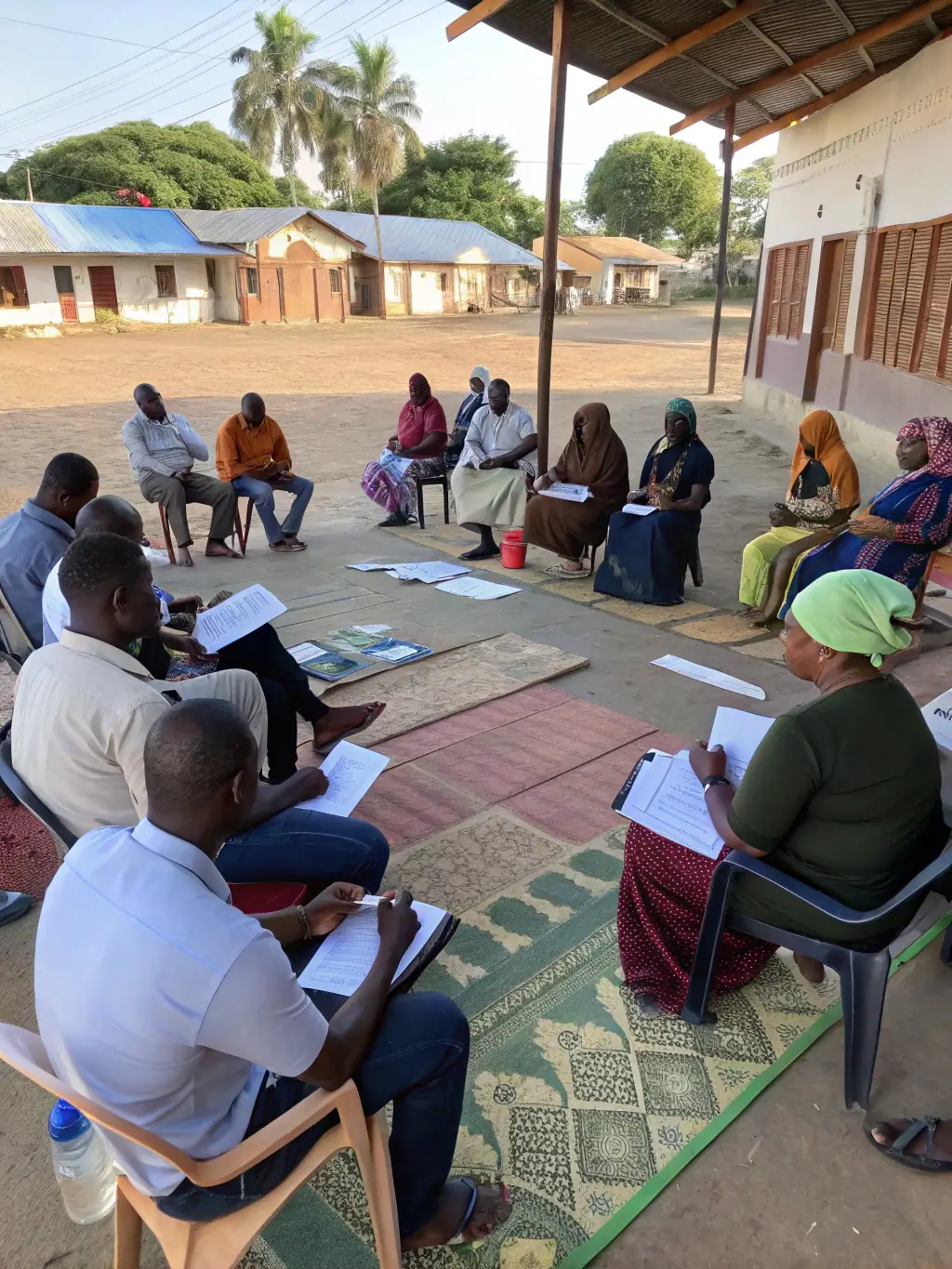 A photograph depicting a community meeting where association members are discussing conservation strategies and local environmental issues.
